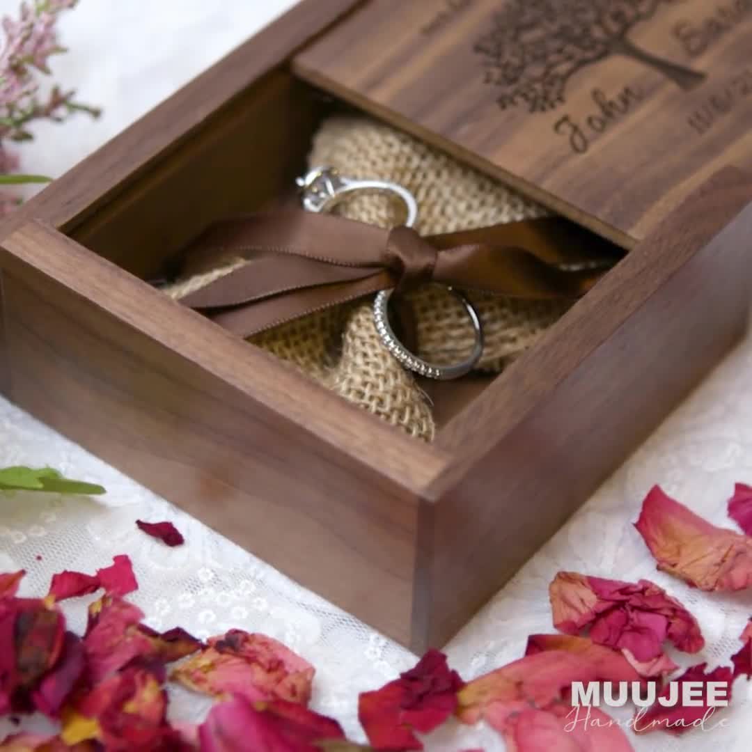 Double Door Wood Engraved Ring Bearer Box Wedding India | Ubuy
