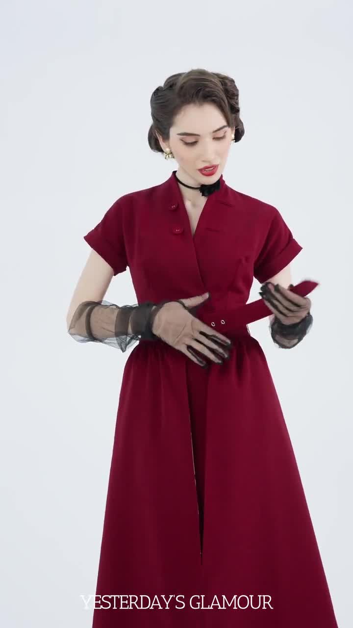 Red Wiggle Dress with Detachable Polka Dot Skirt - Retro Chic