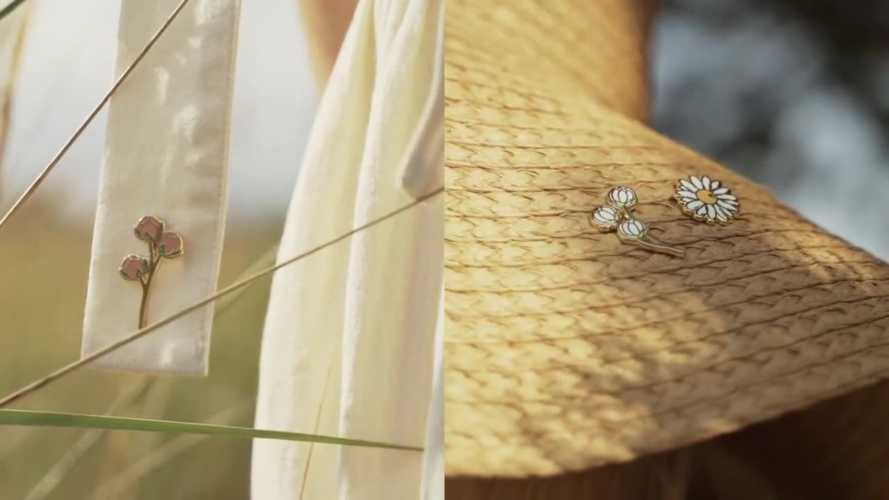 Daisy Flower Pin Set - 14K Gold Plating - Etsy