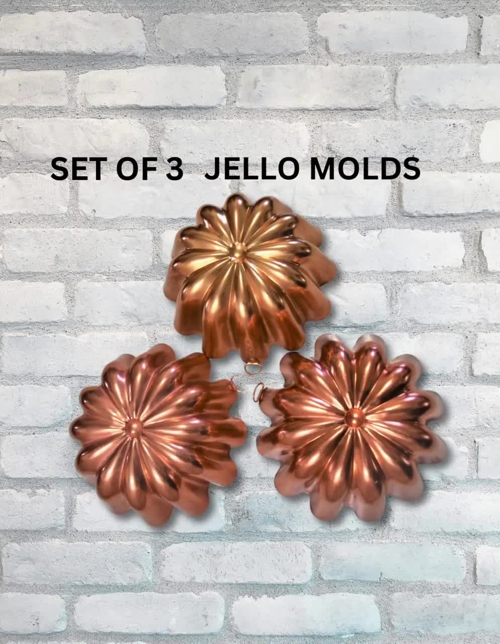 3 Vintage Starburst Flower Copper Aluminum Jello Molds