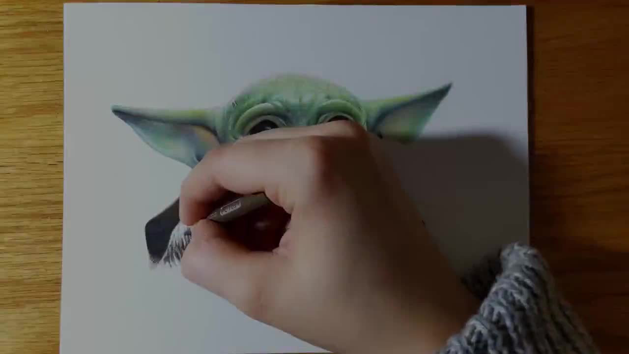 Grogu 'The Child' Baby Yoda A4 Heavyweight Matte Art Tattoo Flash Print