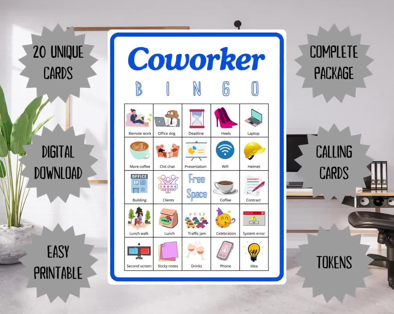 Coworker Bingo - 20 Cards - Office Bingo - Team Building