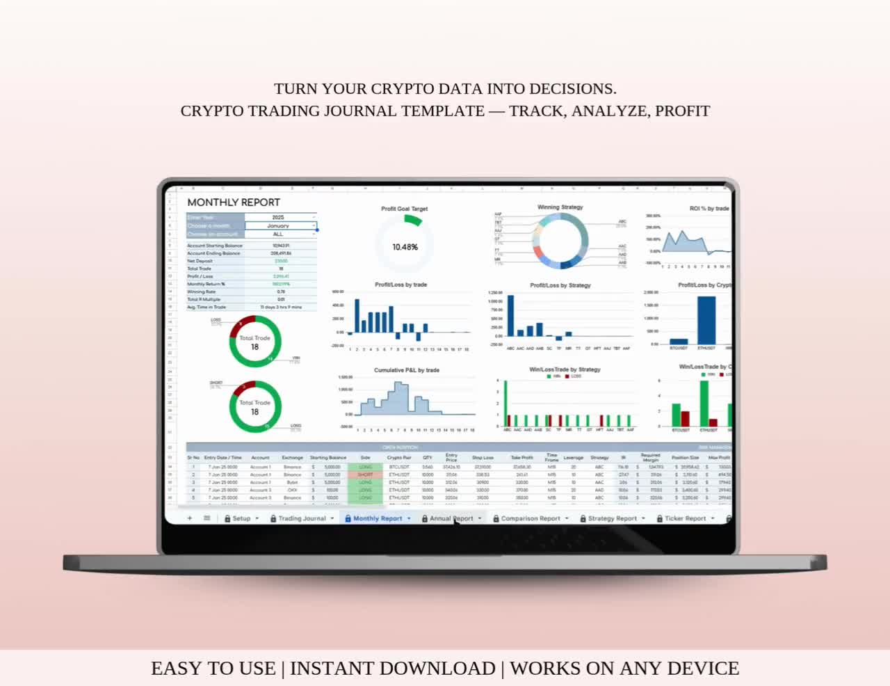 Crypto Trading Journal | Trade Log Risk Calculator Strategy Report Pnl -  Etsy