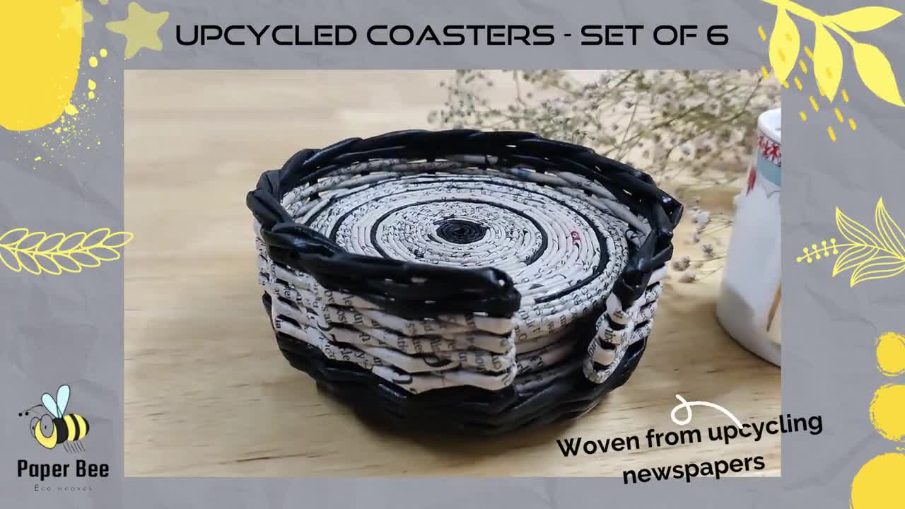 Set of 4 Recycled Plastic Round Coasters