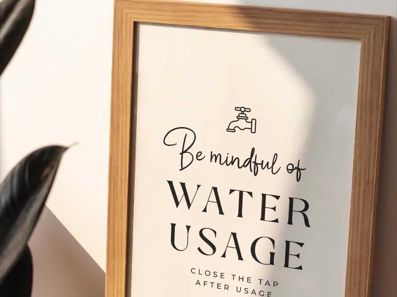 Save Water Sign Printable | Be Mindful of Water Usage Sign