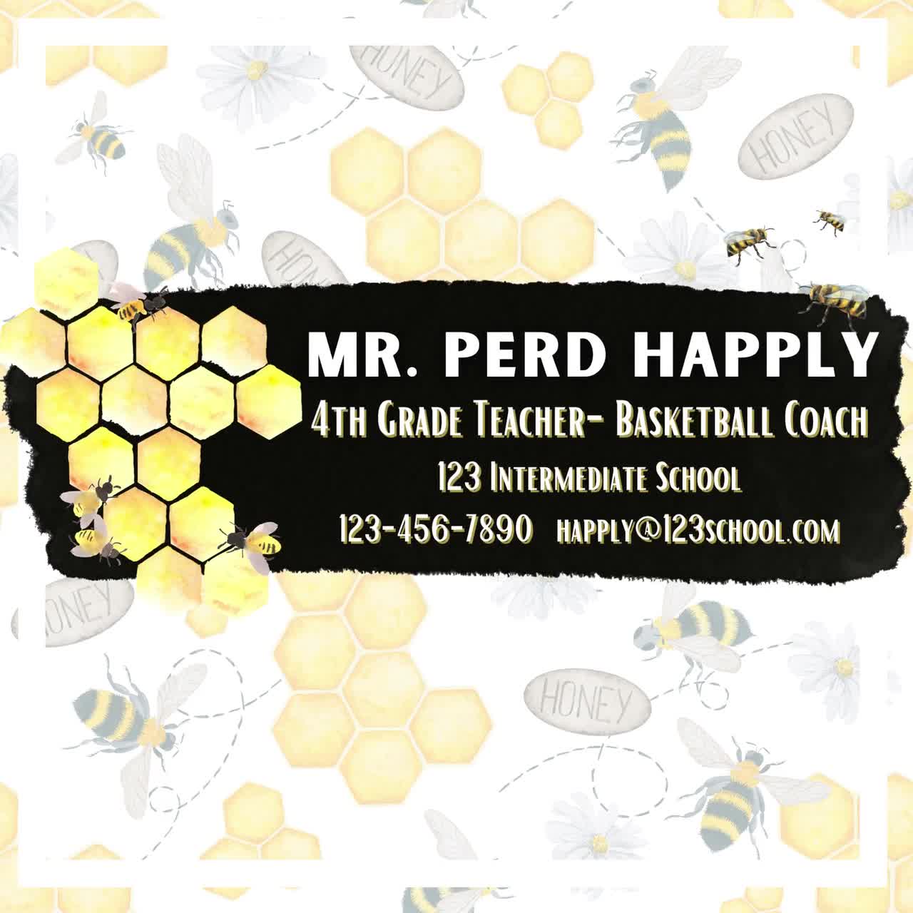 Honeybee Theme Personalized School Teacher or Personal Email Signature