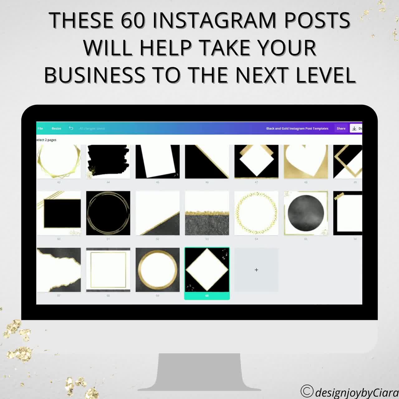 100 Black Gold Instagram Templates, Black Gold Instagram post, Black By  Lillyarts