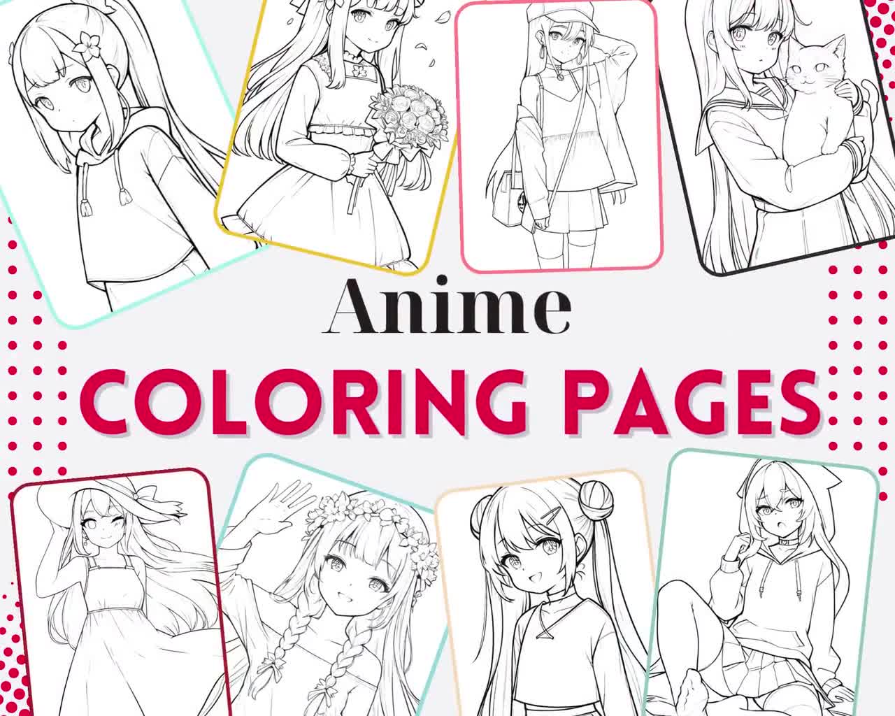 Kawaii Girls: A Cute Anime Coloring Book for Adults and Teens: Relax and  De-stress with These Cute Anime Girls and Their Adventures (Anime Coloring