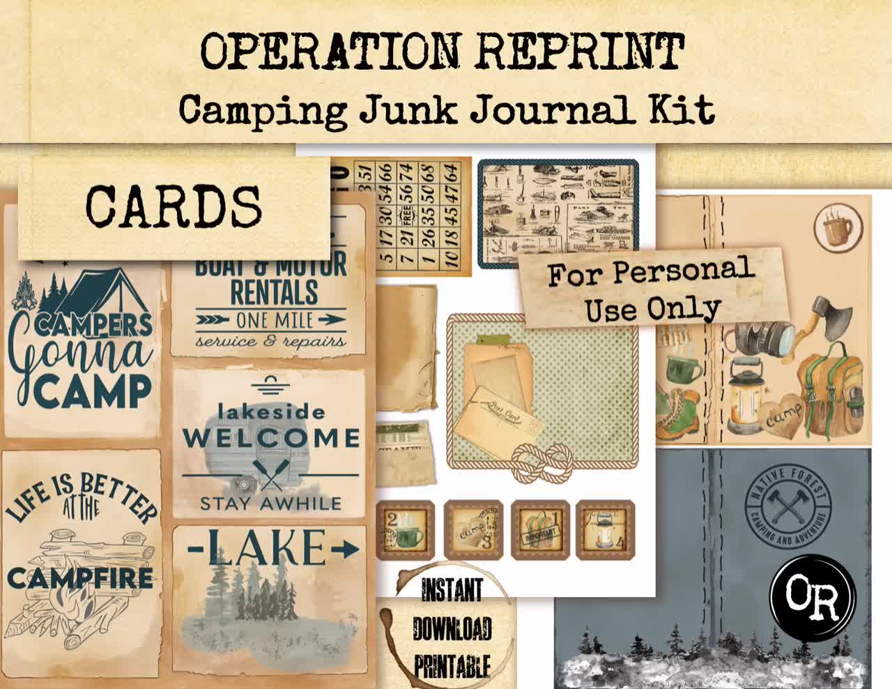 Buy Camping Junk Journal Kit Collage Paper Embellishment and Buy Camping Junk Journal Kit Collage Paper Embellishment and