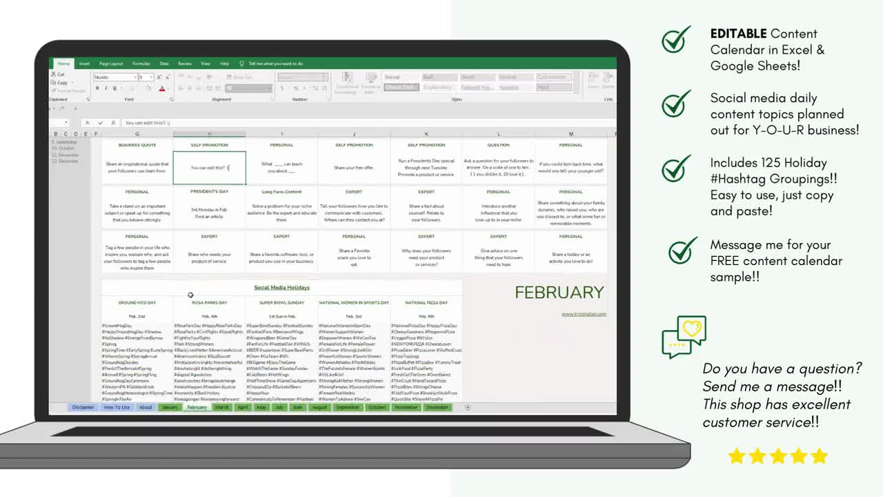 EDITABLE Business Social Media Content Calendar L Marketing for Small  Business Owners L 365 Day L 12 Month Planner L Etsy Sellers - Etsy
