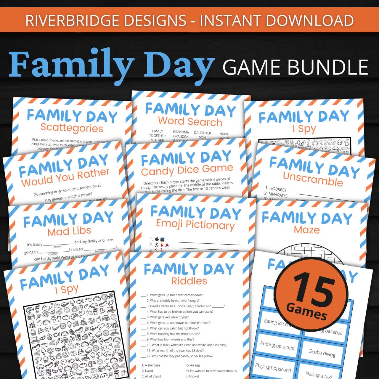 Family Day Game Bundle | Printable Family Day Games and Activities for Kids  and Adults | Family Game Night | Virtual Family Day Games