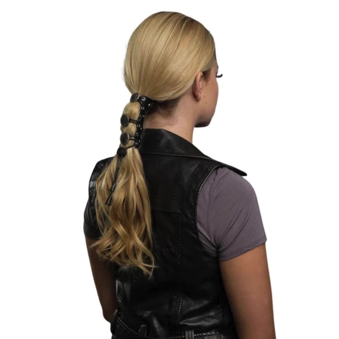 Star Concho Laced up 4” Hair Glove® | Biker Ponytail Hair Glove