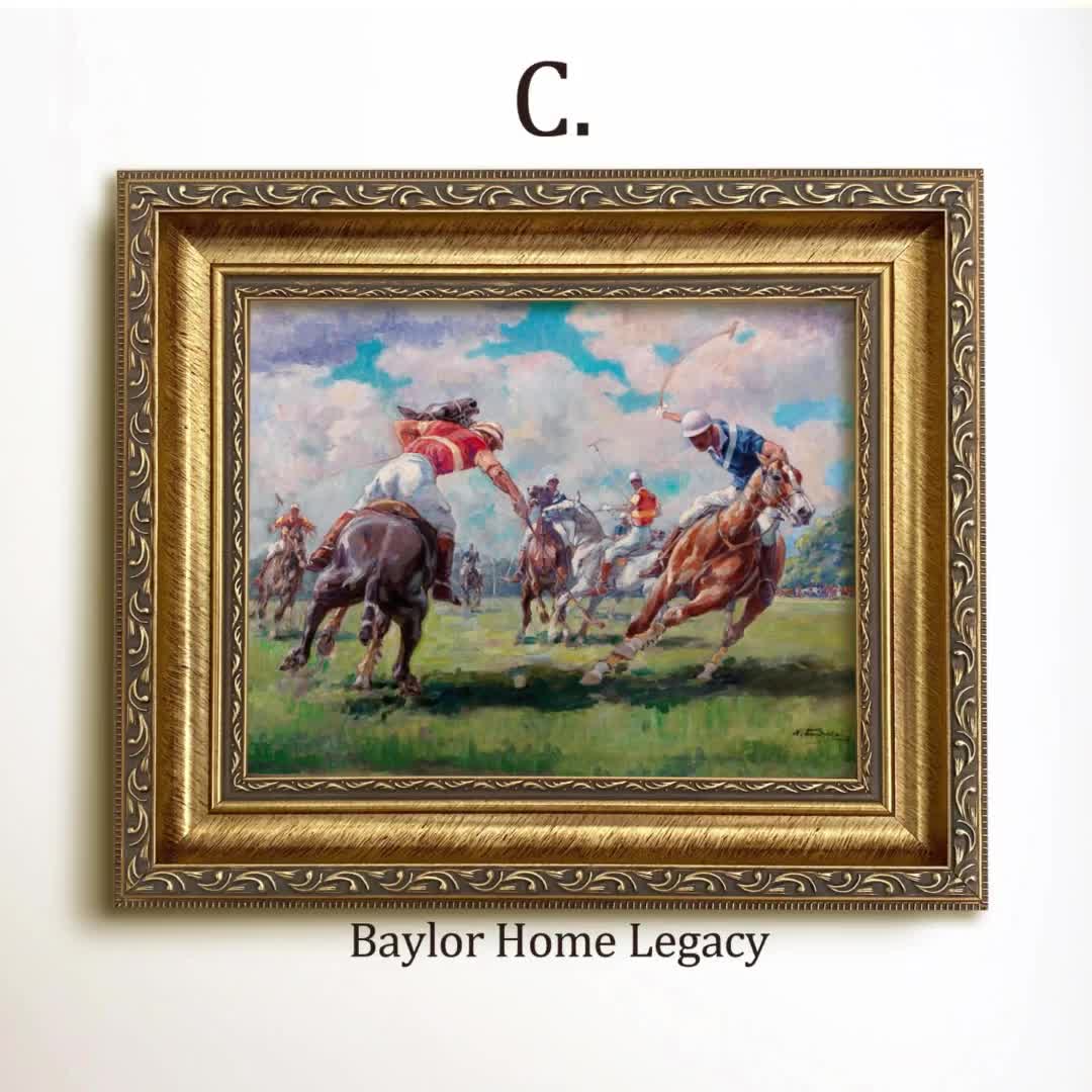 Framed Polo Oil Painting Print on Canvas, Vintage Polo Game Wall