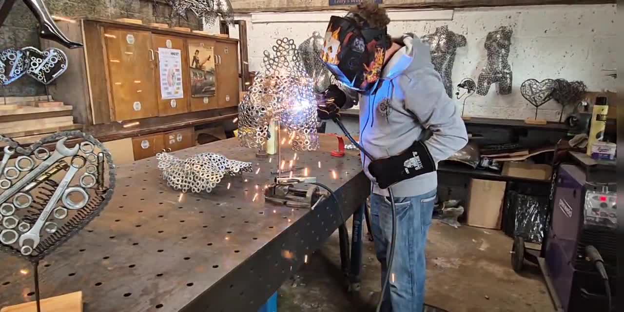 Motorcycle Chain Heart Sculpture: Welded Metal Art on Irish Oak - Etsy