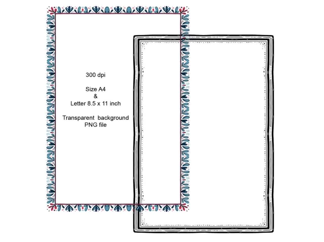 Bordersページ Hand Drawn Abstract Doodle Borders Frames Clipart 1 Digital 8.5x11