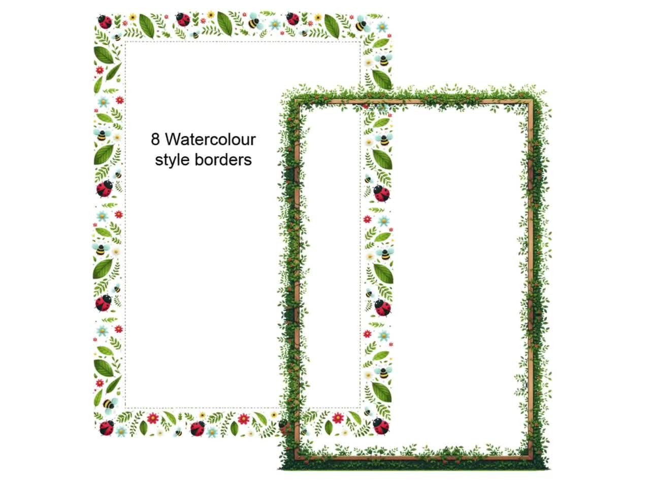 Gardening Borders 8 Frames Bundle Digital Download A4 & 8.5x11 PNG