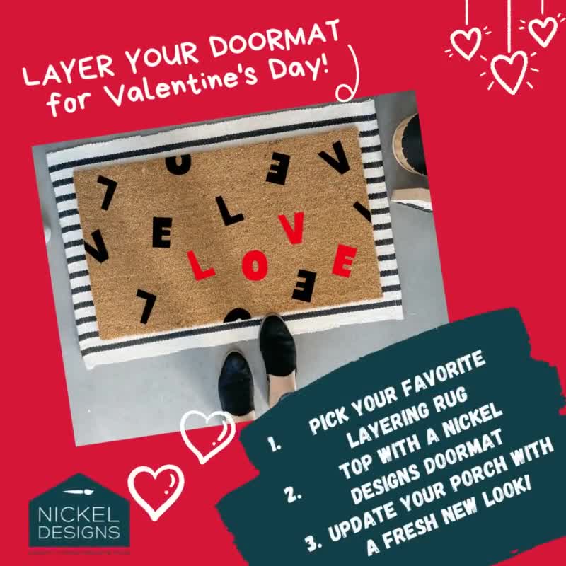 Heart Doormat  Outdoor Decor for Valentine's Day by Nickel Designs