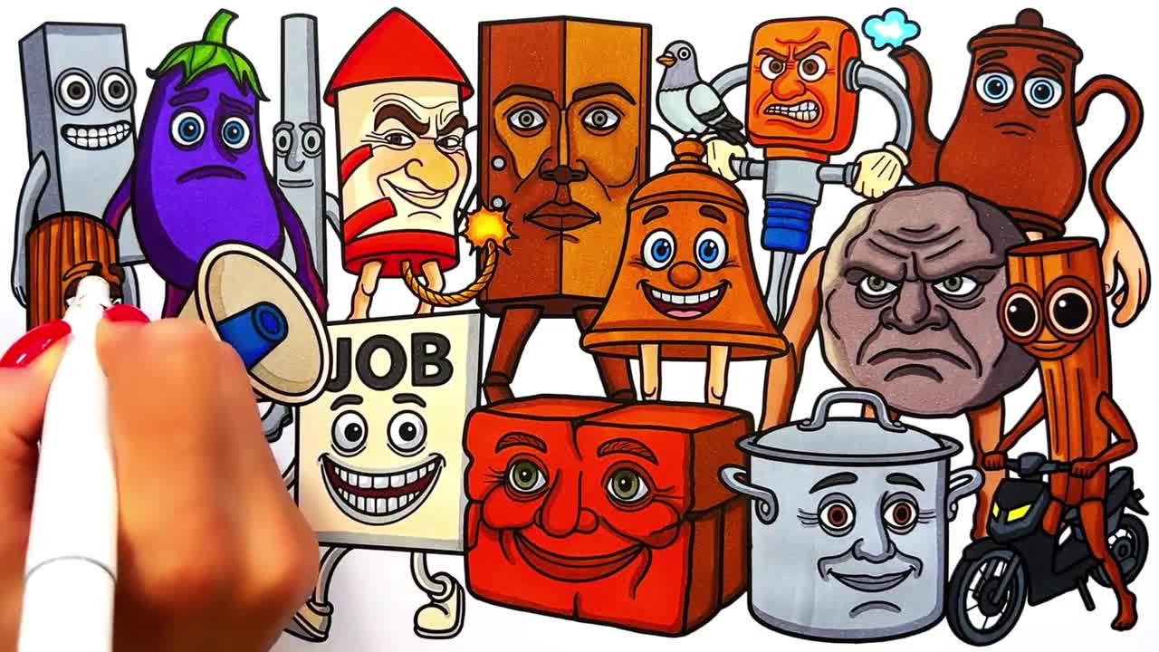 イタリアのブレインロット動物ぬりえ / サフルファミリー（PDF 1枚とA4