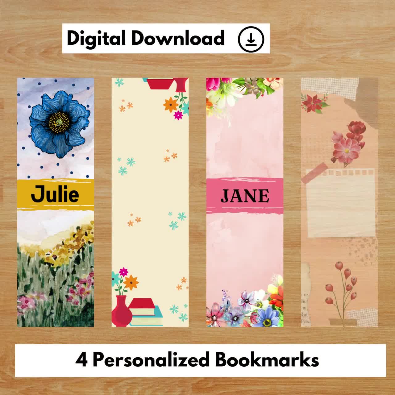 Personalized Bookmarks - Pattern - Electronic Download