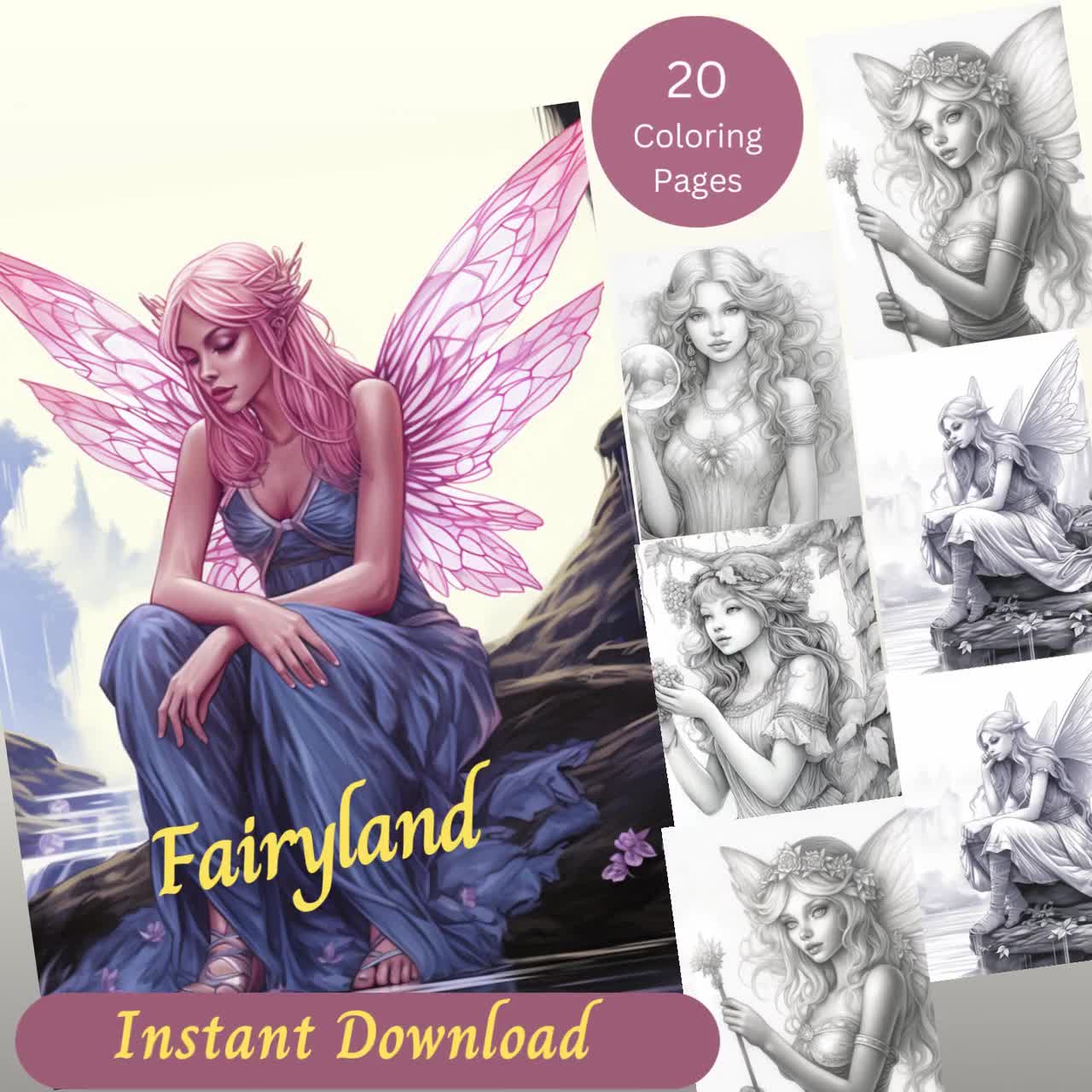 Fantasy Fairy Coloring Book: Adult Coloring Book for Women Featuring Baby  Fairies and Girls in Enchanting Worlds by Kyra Silver