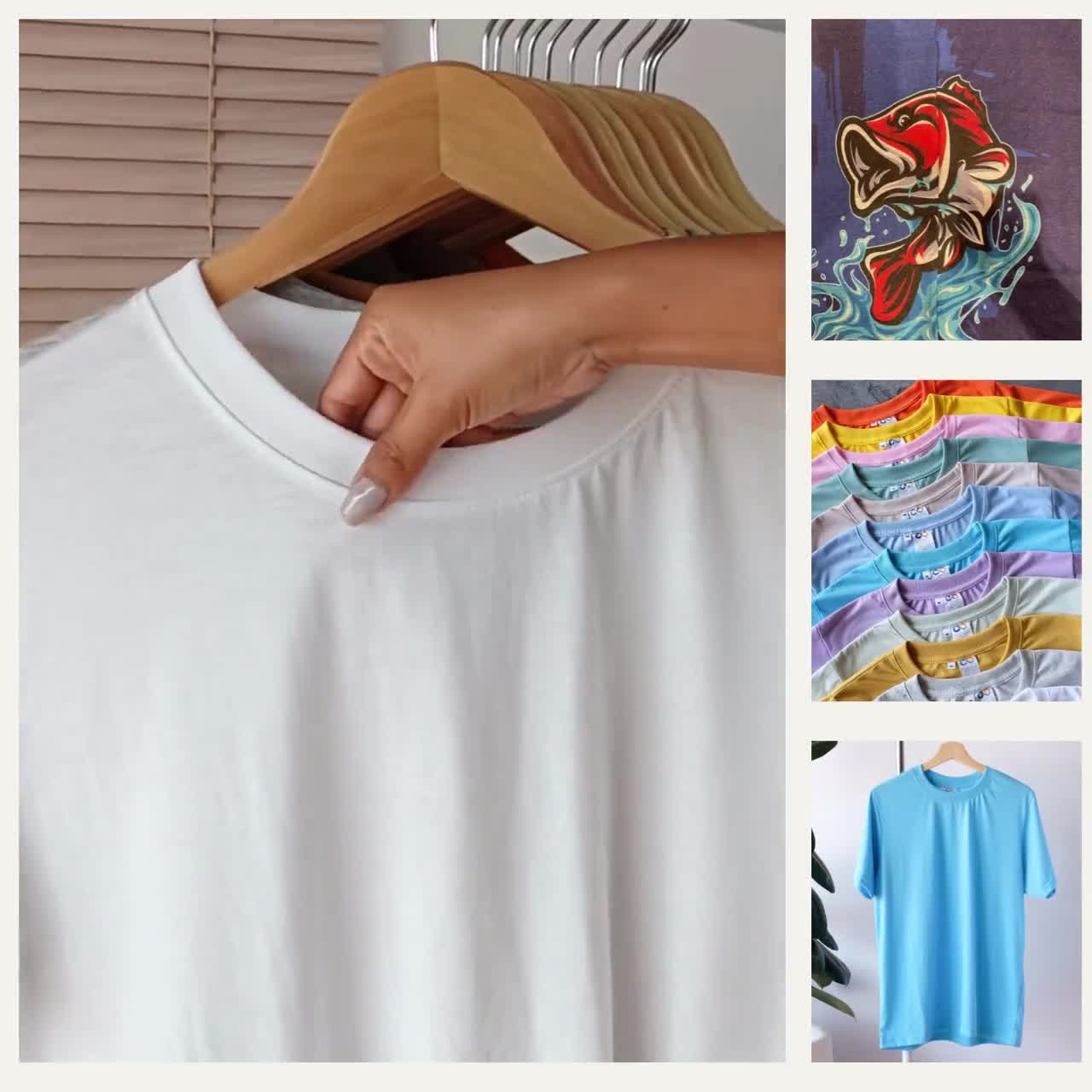 5 piezas camiseta de sublimación en blanco para mujer, camiseta básica de  poliéster blanco para sublimación de manga corta para mujer