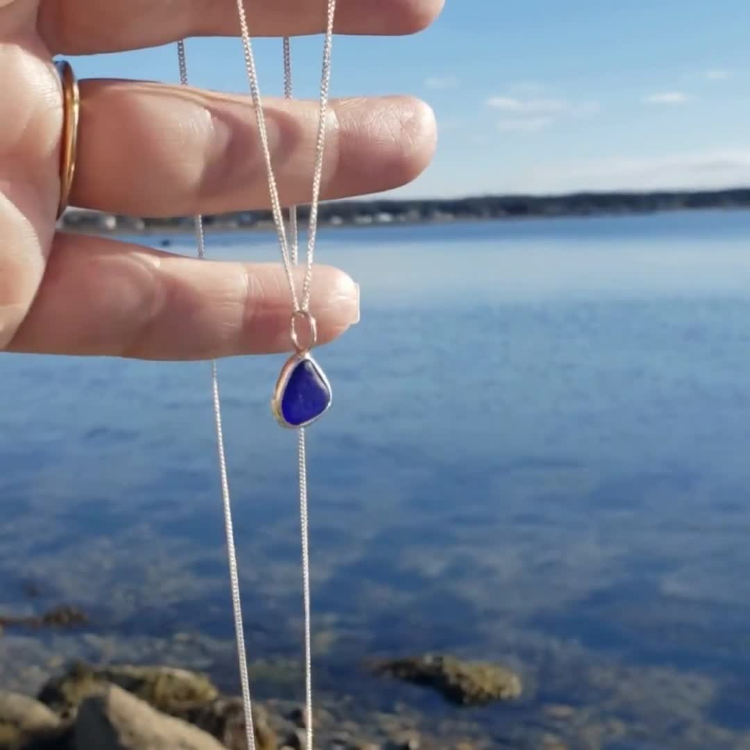 Tiny Sea Glass and Sterling Bezel Wrap Charm Tiny Reversible