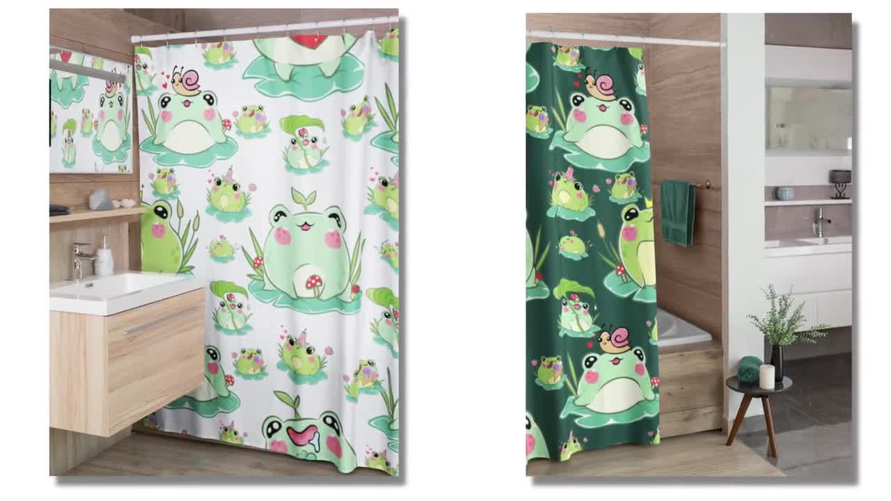 Adorable Kawaii Frog Shower Curtain for a Playful Bathroom Decor, Cute Frog  Polyester Shower Curtain, Cottagecore Bath Decor for Frog Lovers 