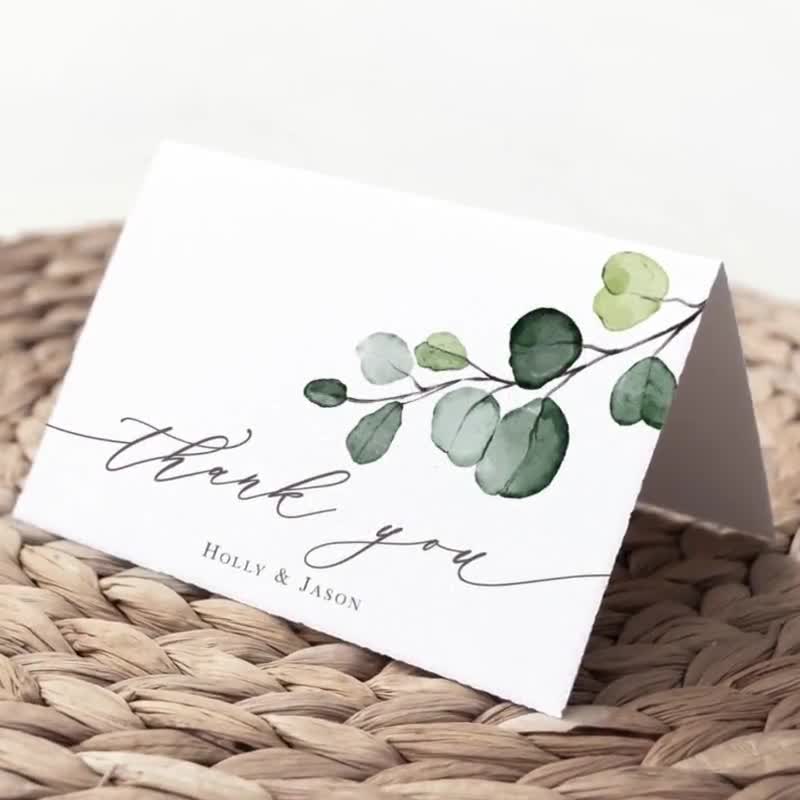 Eucalyptus Wedding Thank You Card Printed, with Envelopes, outdoor wedding  thank you, Folded Thank You Card, printed, T105