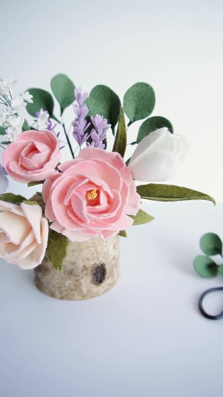Mini Juliet Rose Single Stem, Felt Flowers, 7th Anniversary Gift