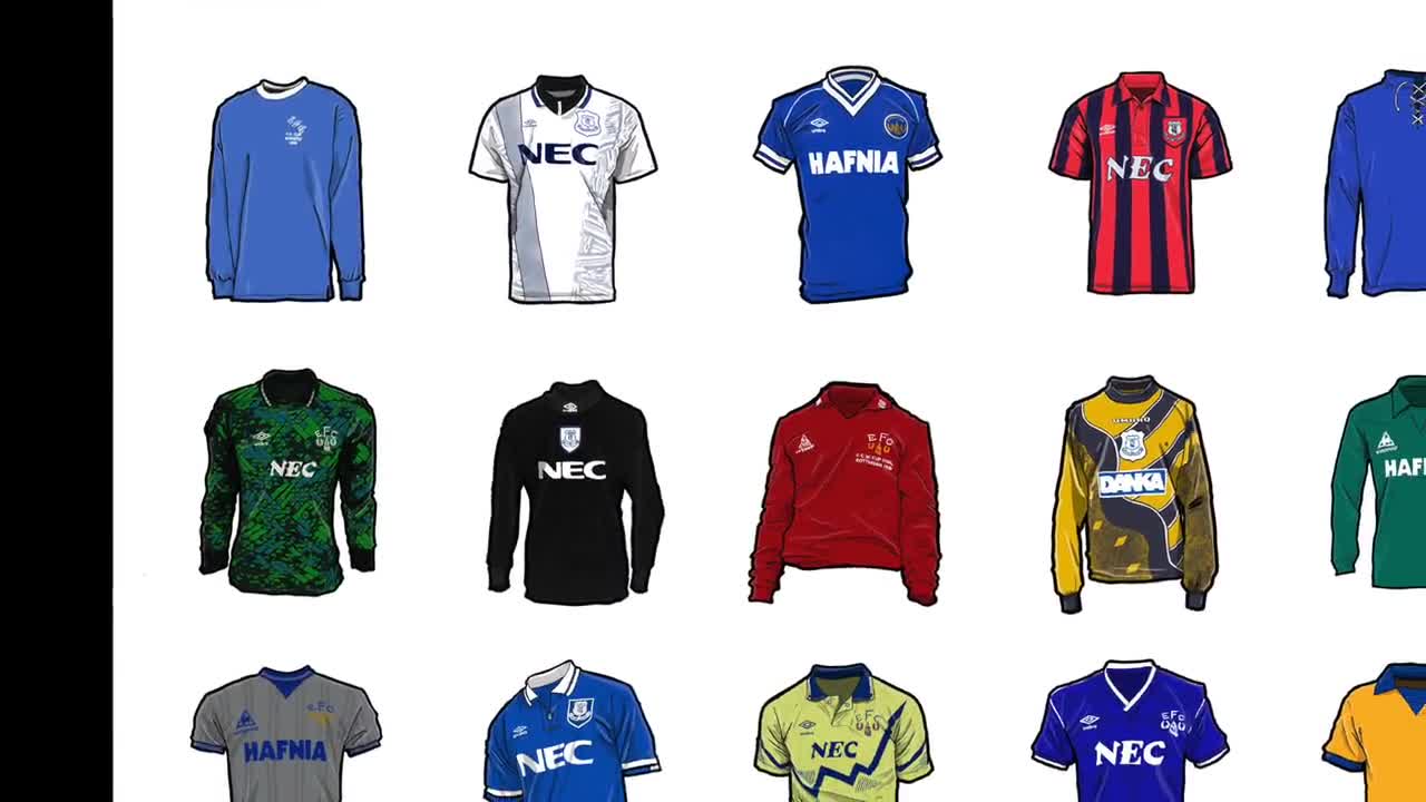 Everton historical sale kits