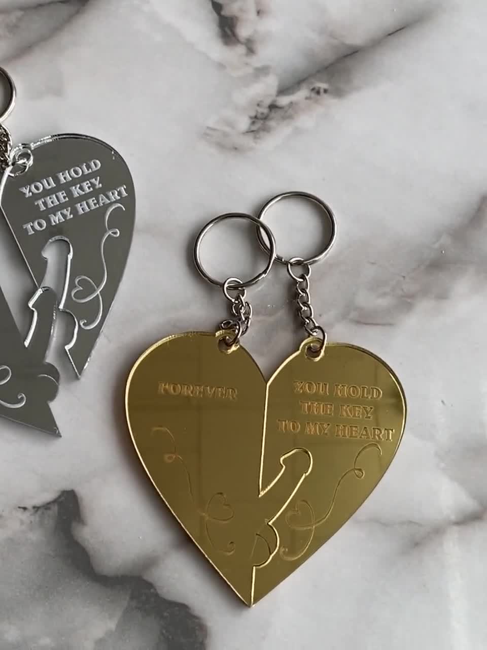 Heart Keychain Set | Acrylic Couple Keychains, Valentines Day Gift