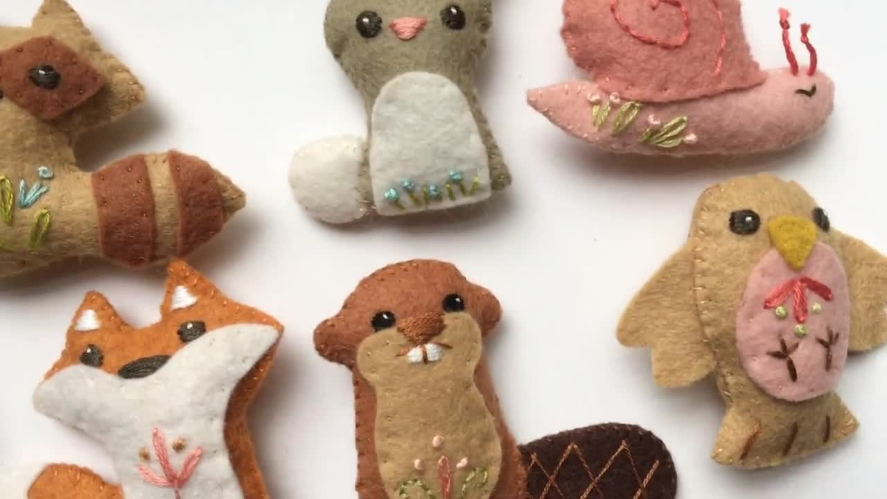 Woodland Felt Animals Sewing Kit, Bunny, Squirrel and Mushroom – Little  Dear Shop