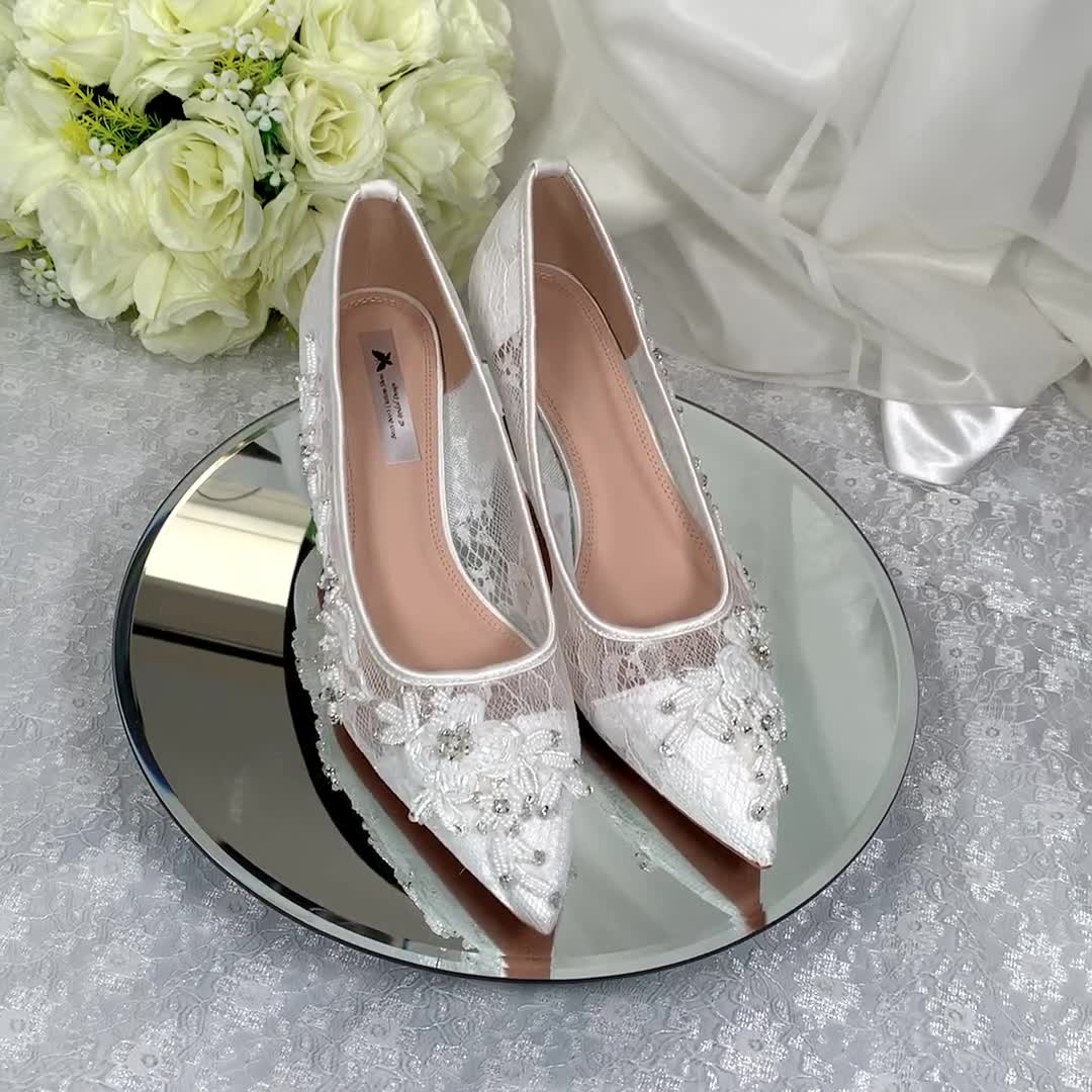 Bridal Shoes Wedding Shoe for Bride Bridal Wedge Shoes White