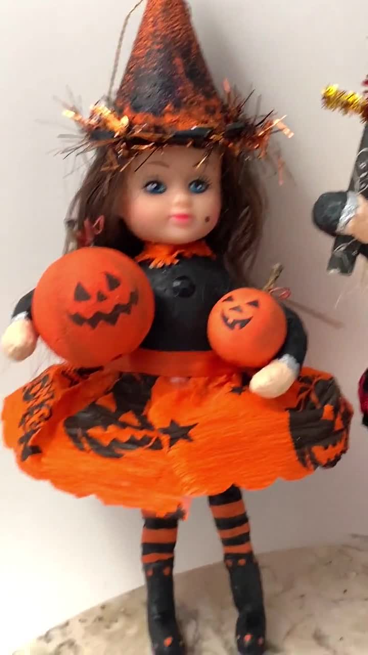 炎の魔女人形飾り ハロウィン スパンコットン人形 ハロウィン飾り ロレ
