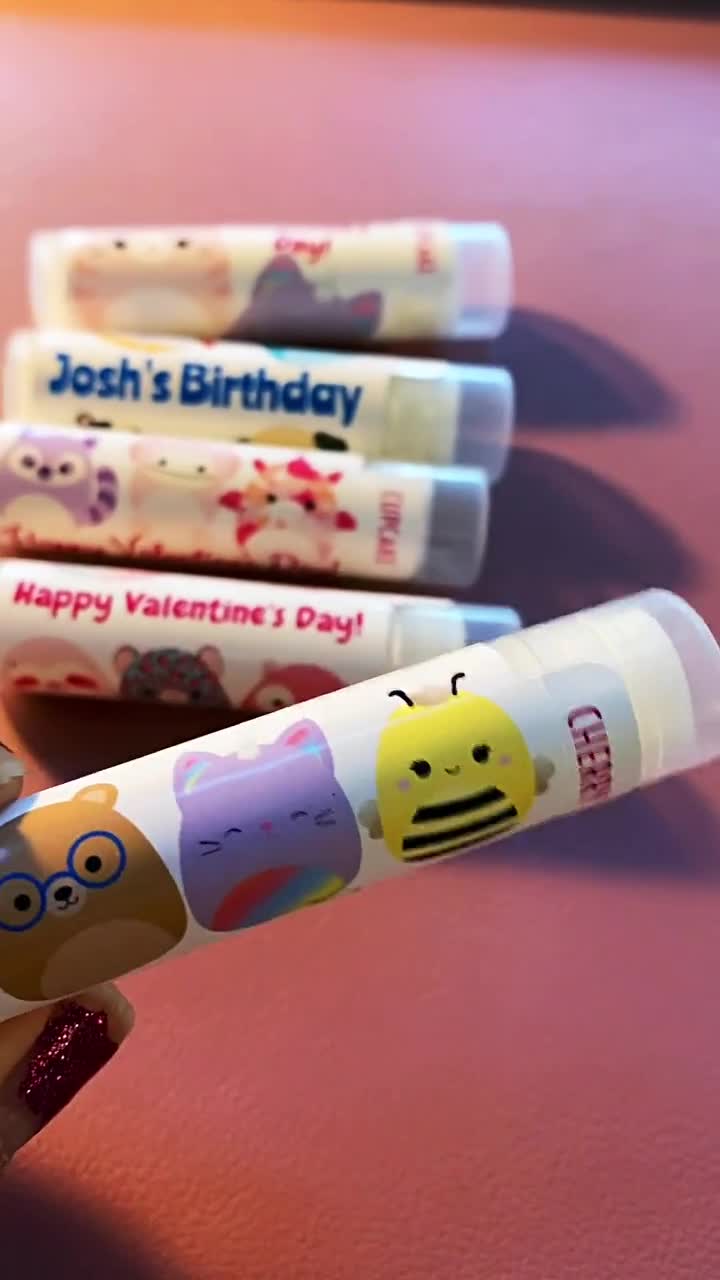 Squishy Party Favor Lip Balm Personalized Squish Toy Chapstick for Kid  Party Colorful Animals Squishmallow Valentine's Day Gift 