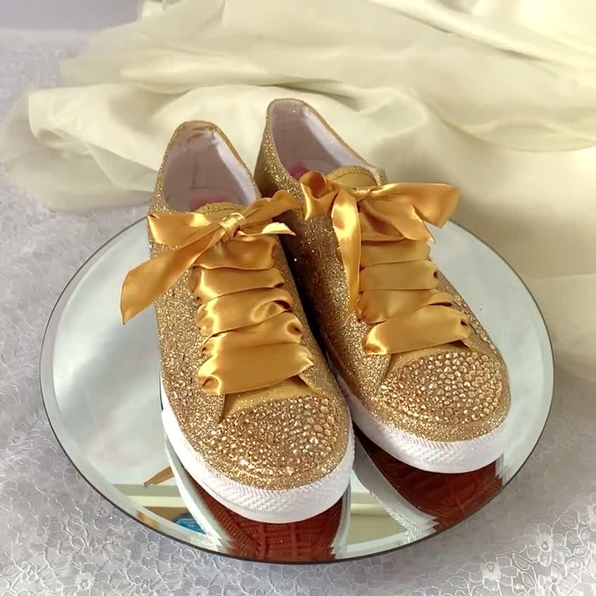 Gold sequin sneakers store womens