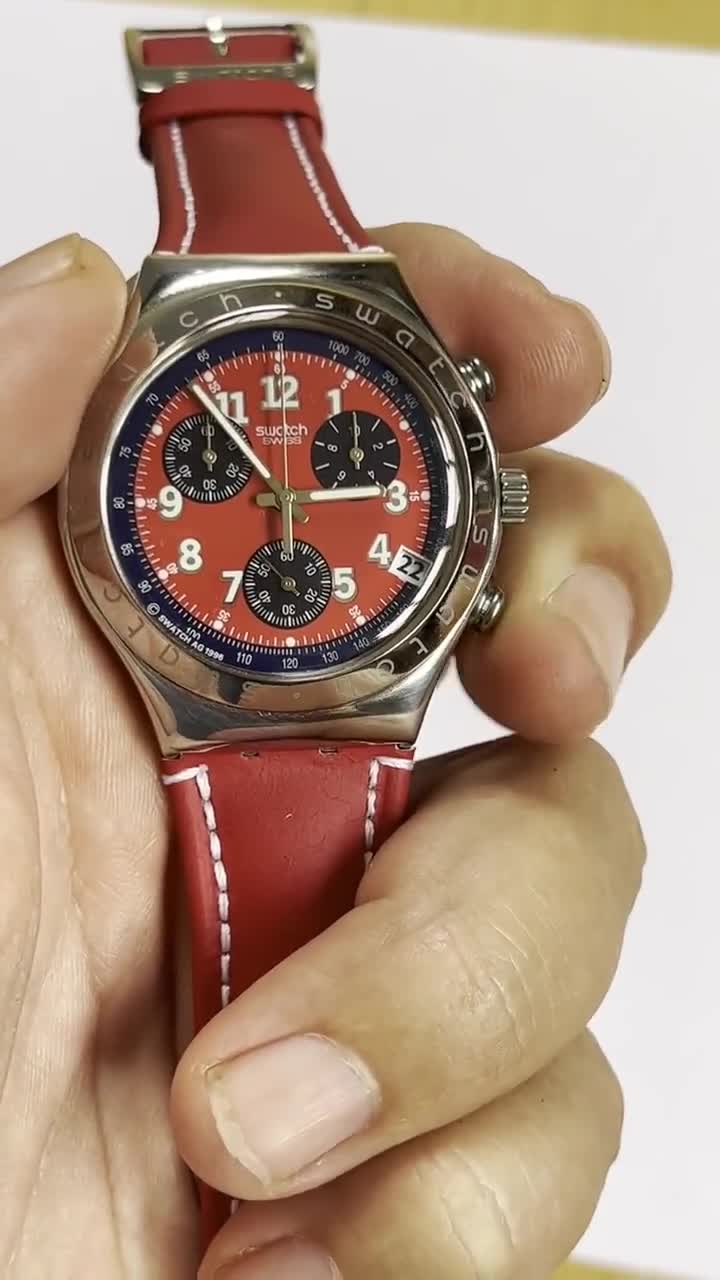 Swatch Irony Chrono SECRET AGENT RED YCS405 new and unworn