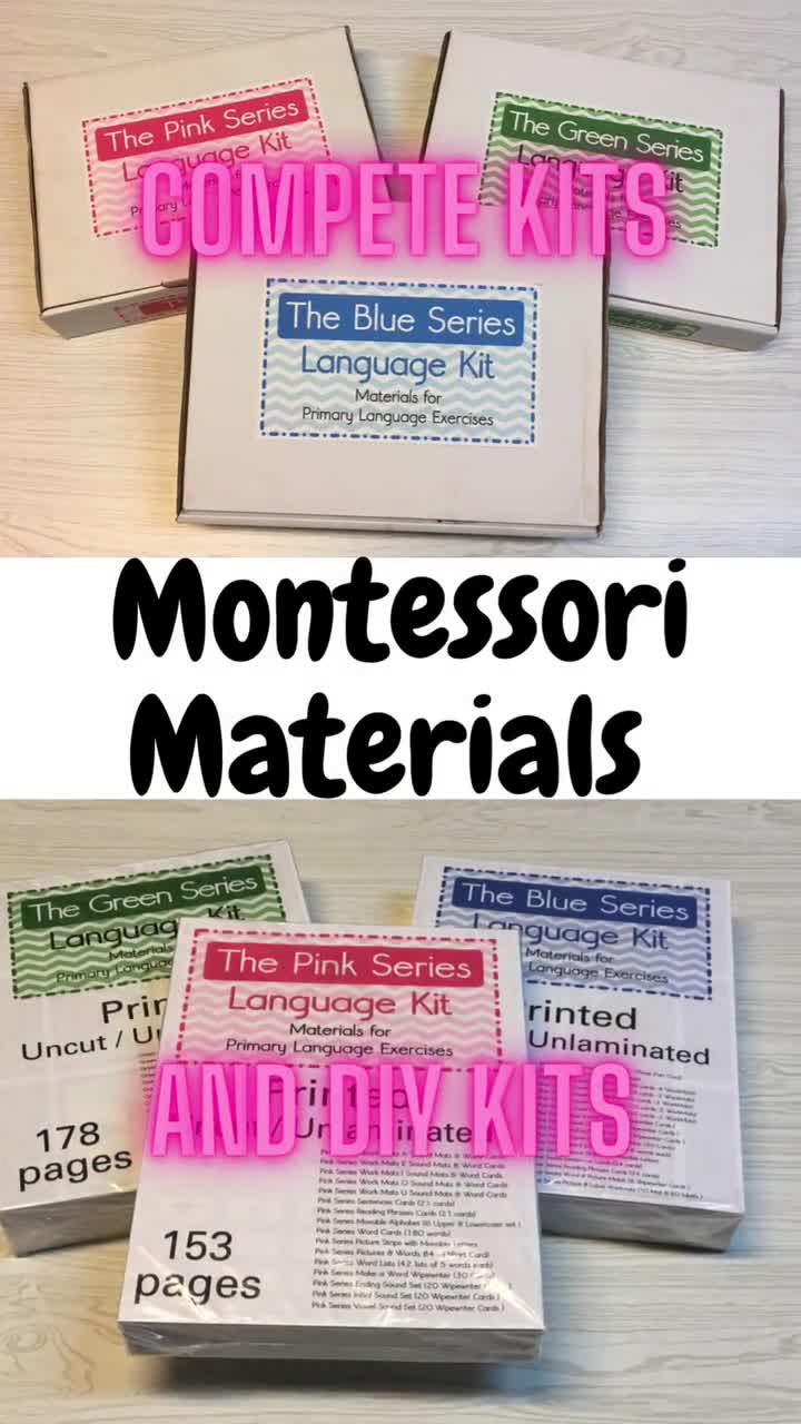 Kit Montessori Le Serie Rosa, Blu E Verde – Materiale Didattico Per Imparare Le Lingue (3 Kit In Uno)