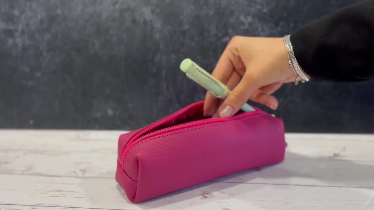 Personalized Leather Pencil Case: Minimalist Zippered Pen Pouch - Etsy