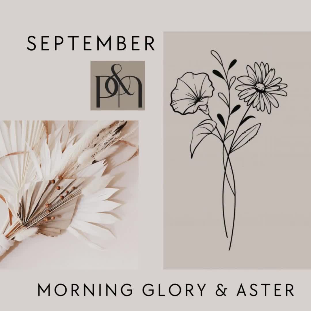 Aster and Morning Glory Tattoo Design