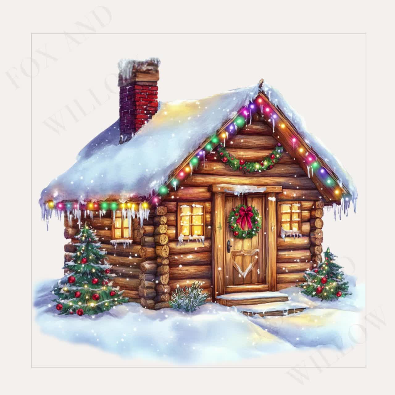 Festive Winter Cabin Clipart, Watercolor Style, Transparent Background,  Commercial Use PNG, Cosy Log Cabin Clip Art, Snowy Lodge Image - Etsy, image size:1280x1280