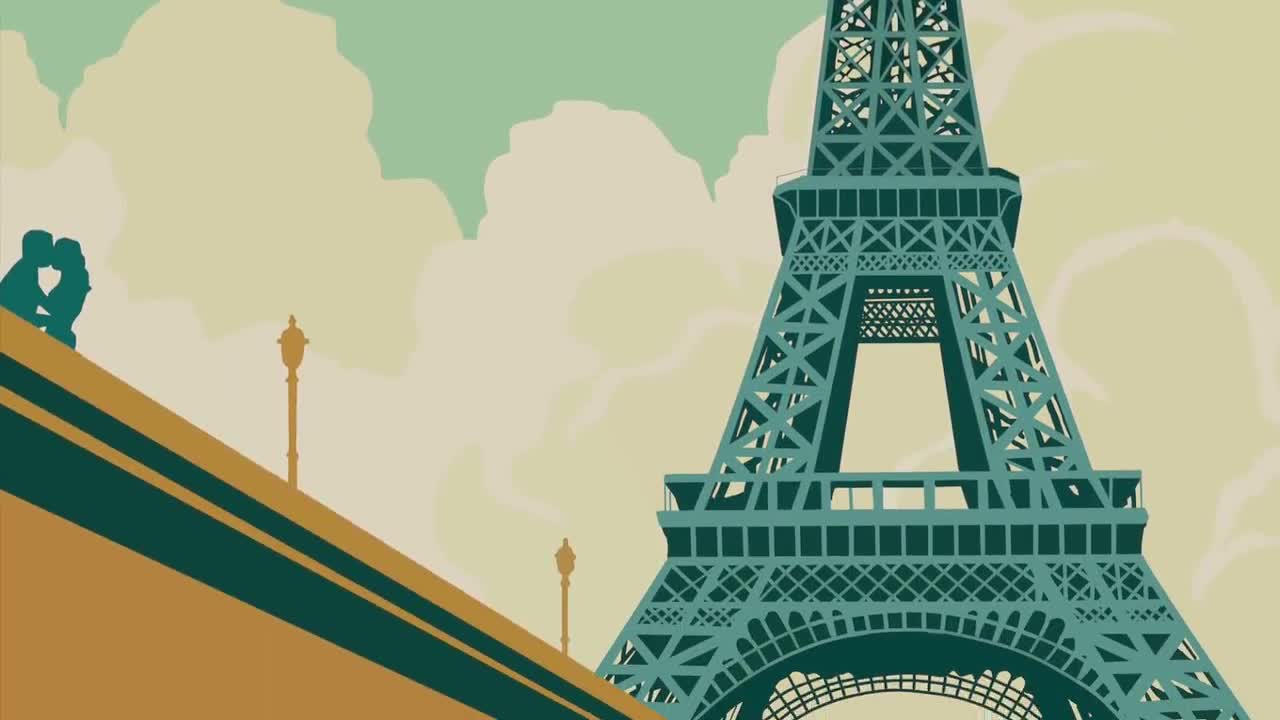 パリのエッフェル塔ポスター：手描きの旅行プリント（デジタル