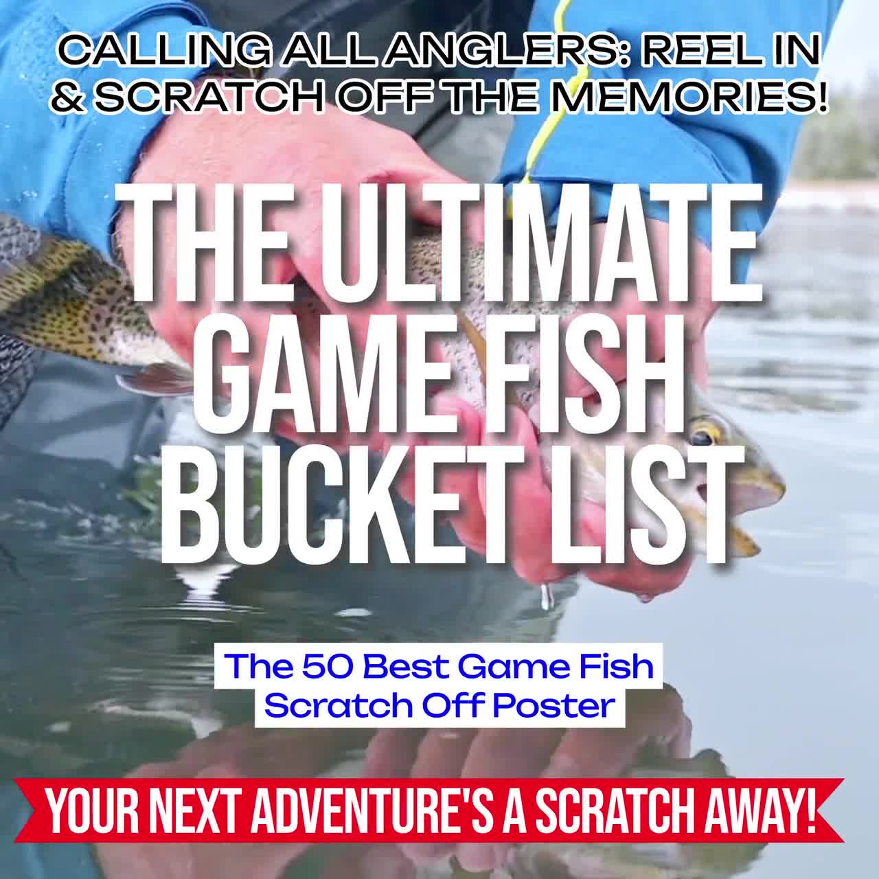 50 Best East Coast Saltwater Game Fish Scratch off Poster, Fishing