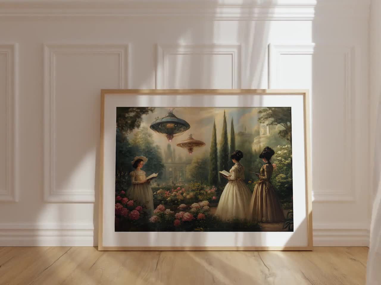 Victorian Fantasy Wall Art, Vintage Garden Print, Whimsical Floral  Fairytale Art, Cottagecore Decor, Landscape Printable, Digital Download, image size:1280x960