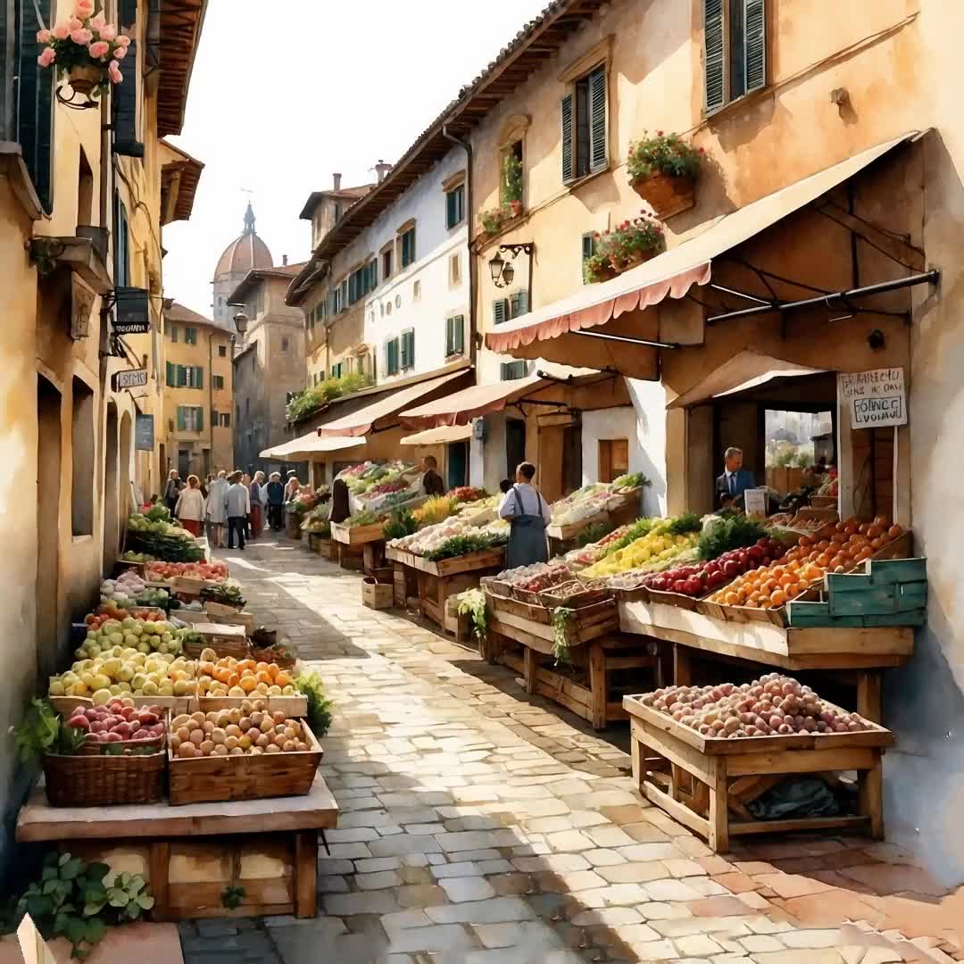 水彩画フィレンツェのクリップアート：ヴィンテージトスカーナの