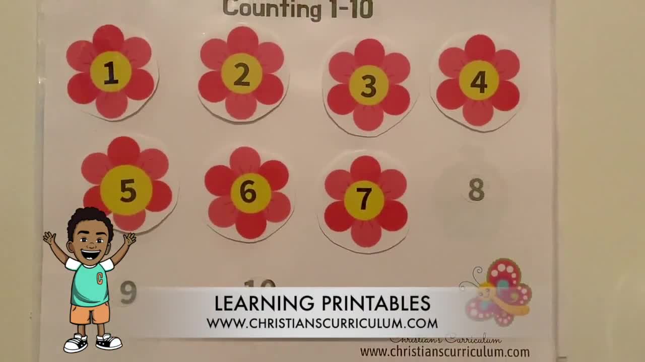 Counting Flowers 1-20 Carpet Stickers - Math & Movement