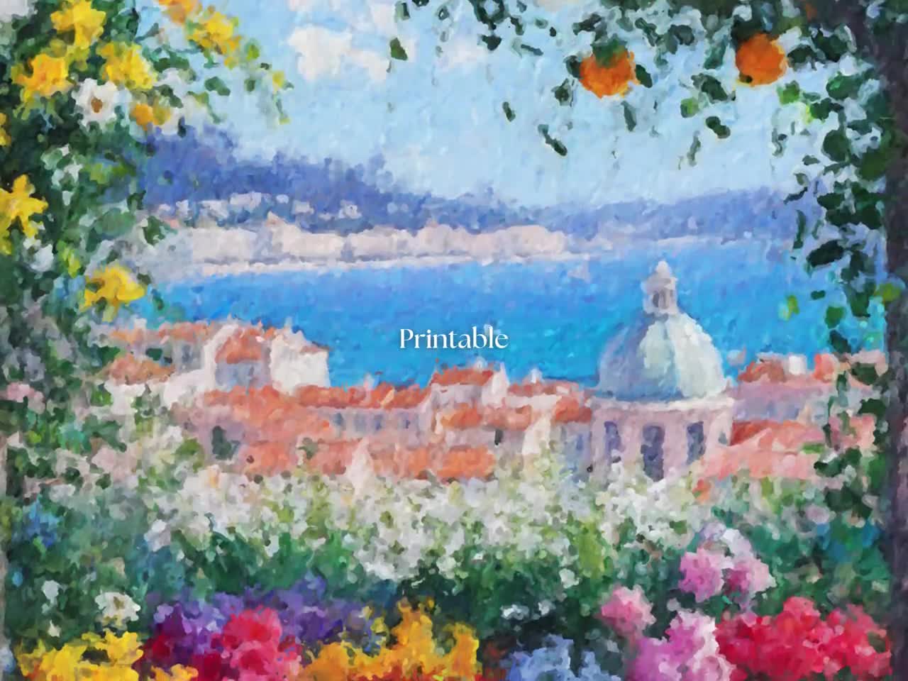 Nice Flower Market Print: Mediterranean Terrace, French Riviera