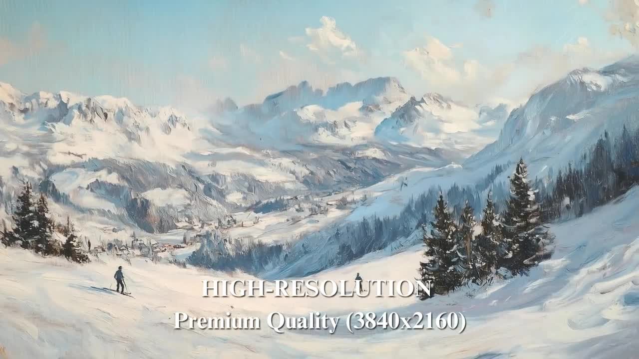 Winter Frame TV Art Skiing Holiday Samsung Frame TV Art