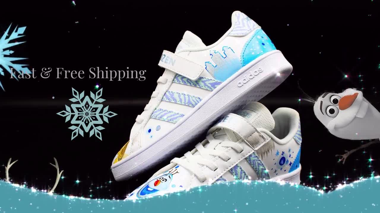 Handgemachte, individuell gestaltete Sneakers Frozen. Einzigartige Geschenkidee für Deine Prinzessin. Auf Lager US Größe 13K Kinder. Andere Größen auf Anfrage. video poster