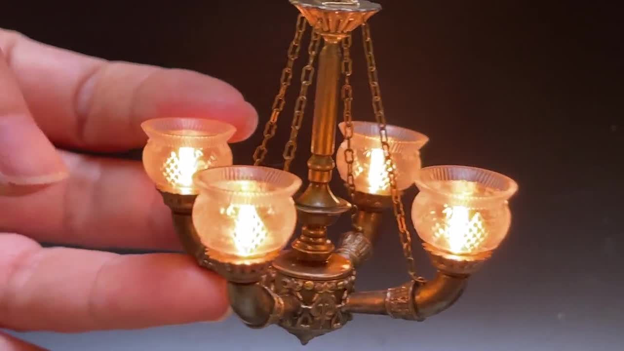 Custom Order for Dollhouse Miniature Four Arm Chandelier Ceiling Light 1 12 Scale Miniature Lighting